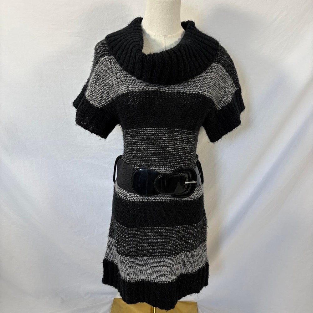 Say What black grey sweater midi dress waist belt size medium  y2k 2000s vtg